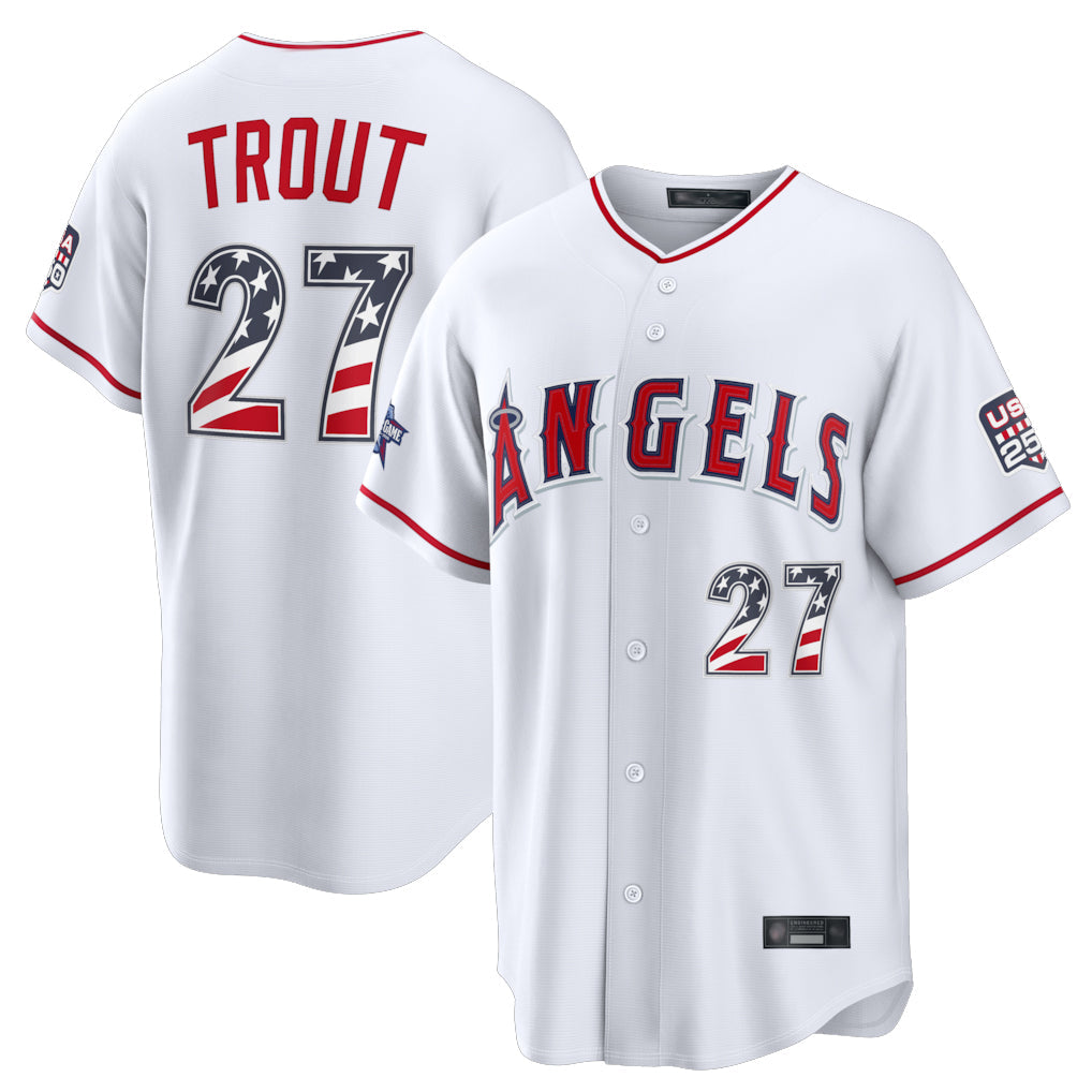 LA.Angels #27 Mike Trout Player White 2026 All-Star Edition Stars & Stripes Home Game Gdoa250Ys Stitched Jerseys
