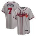 A.Braves #7 Ha-Seong Kim Player Gray Home Game Gdoa Stitched Jerseys