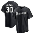 A.Braves #30 Drake Baldwin player Black&White Replica Stitched Jerseys