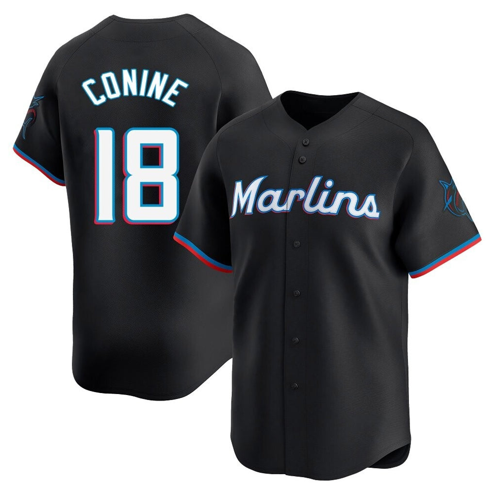 M.Marlins #18 Griffin Conine Player Black  Home Limited Gdoa Stitched Jerseys