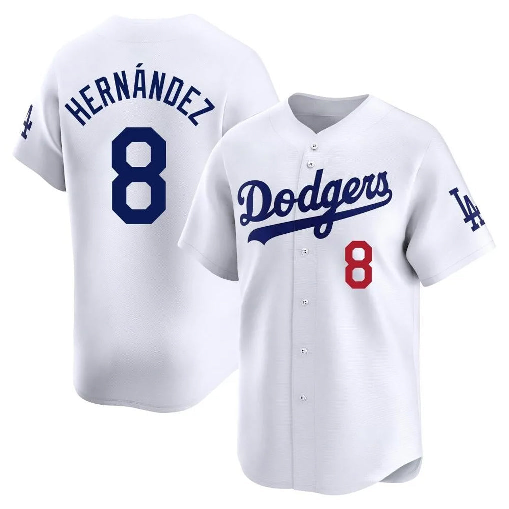 LA.Dodgers #8 Enrique Hern¨¢ndez Player White Limited Home Gdoa Stitched Jerseys