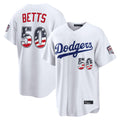 LA.Dodgers #50 Mookie Betts Player White USA 250 Fourth of July Home Game Gdoa250Ys Stitched Jerseys