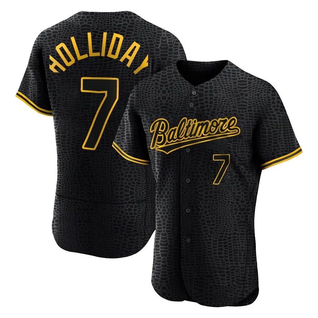 B.Orioles #7 Jackson Holliday Player Black Snake Skin City Limited Elite Home Gdoa Stitched Jerseys