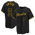 M.Brewers #3 Joey Ortiz Player Black Snake Skin City Home Game Gdoa Stitched Jerseys