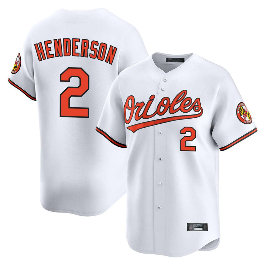 B.Orioles #2 Gunnar Henderson Player White Limited Home Game Gdoa Stitched Jerseys
