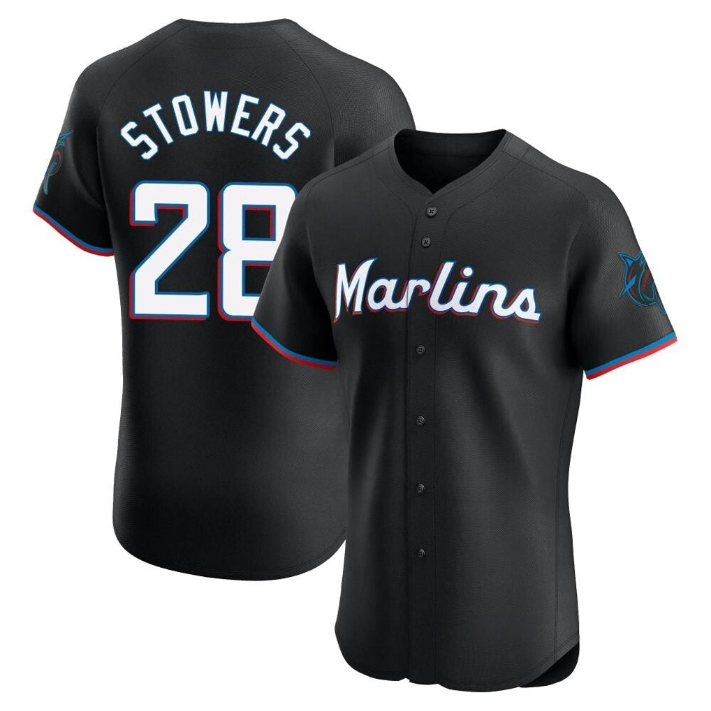 M.Marlins #28 Kyle Stowers Player Black Vapor Home Limited Elite Gdoa Stitched Jerseys