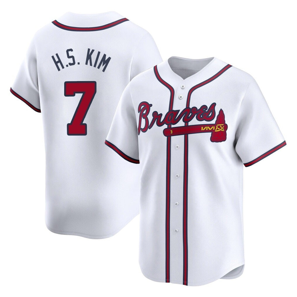 A.Braves #7 Ha-Seong Kim Player White Limited Home Game Gdoa Stitched Jerseys