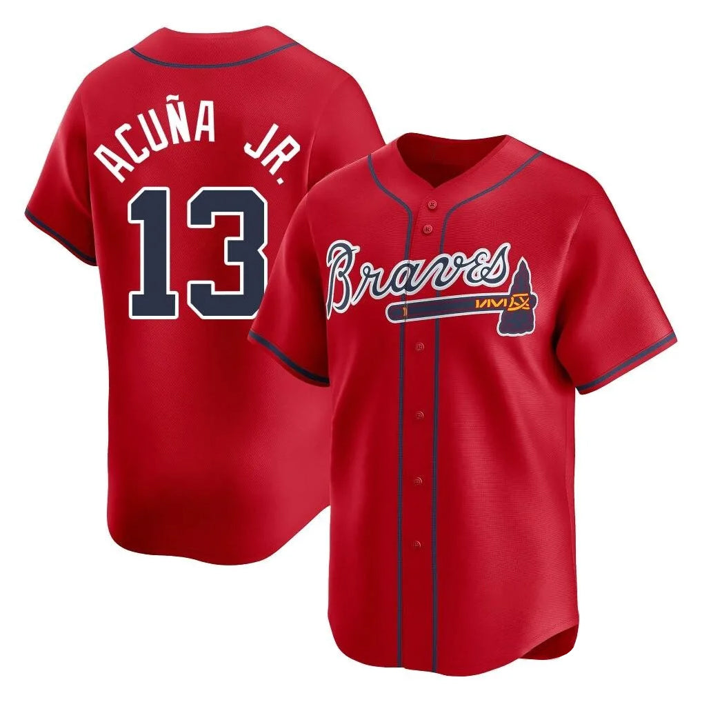 A.Braves #13 Ronald Acuna Jr Player Red Limited Home Game Gdoa Stitched Jerseys