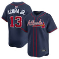 A.Braves #13 Ronald Acun?a Jr. Player Navy&Red Stipe Stitched Jerseys