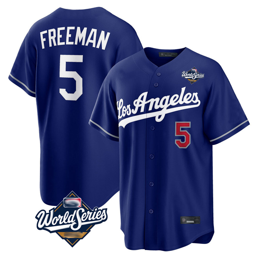 LA.Dodgers #5 Freddie Freeman Player Royal World Series Game Home Gdoa Stitched Jerseys