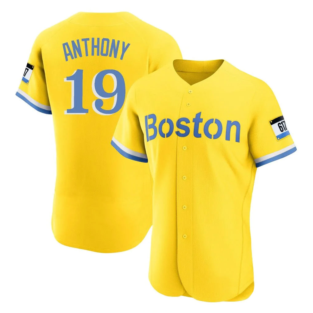 B.Red Sox #19 Roman Anthony Player Yellow Limited Elite Home Game Gdoa Stitched Jerseys