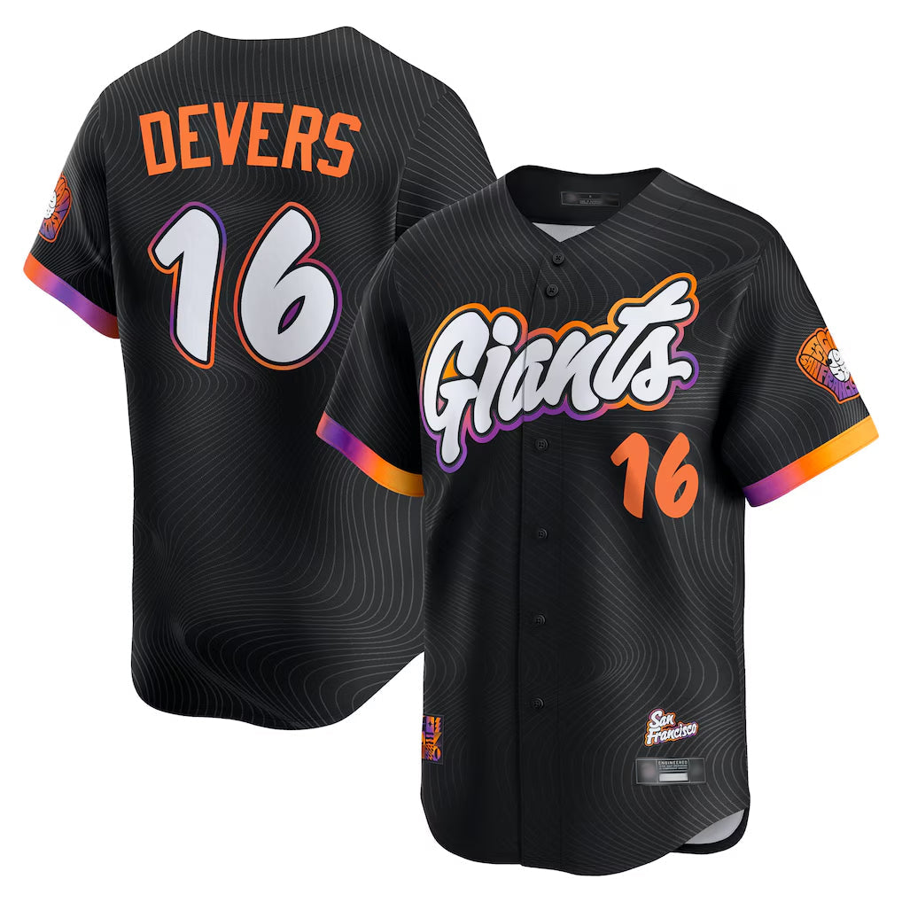 SF.Giants #16 Rafael Devers Player Black 2025 City Connect Home Limited Stitched Jerseys