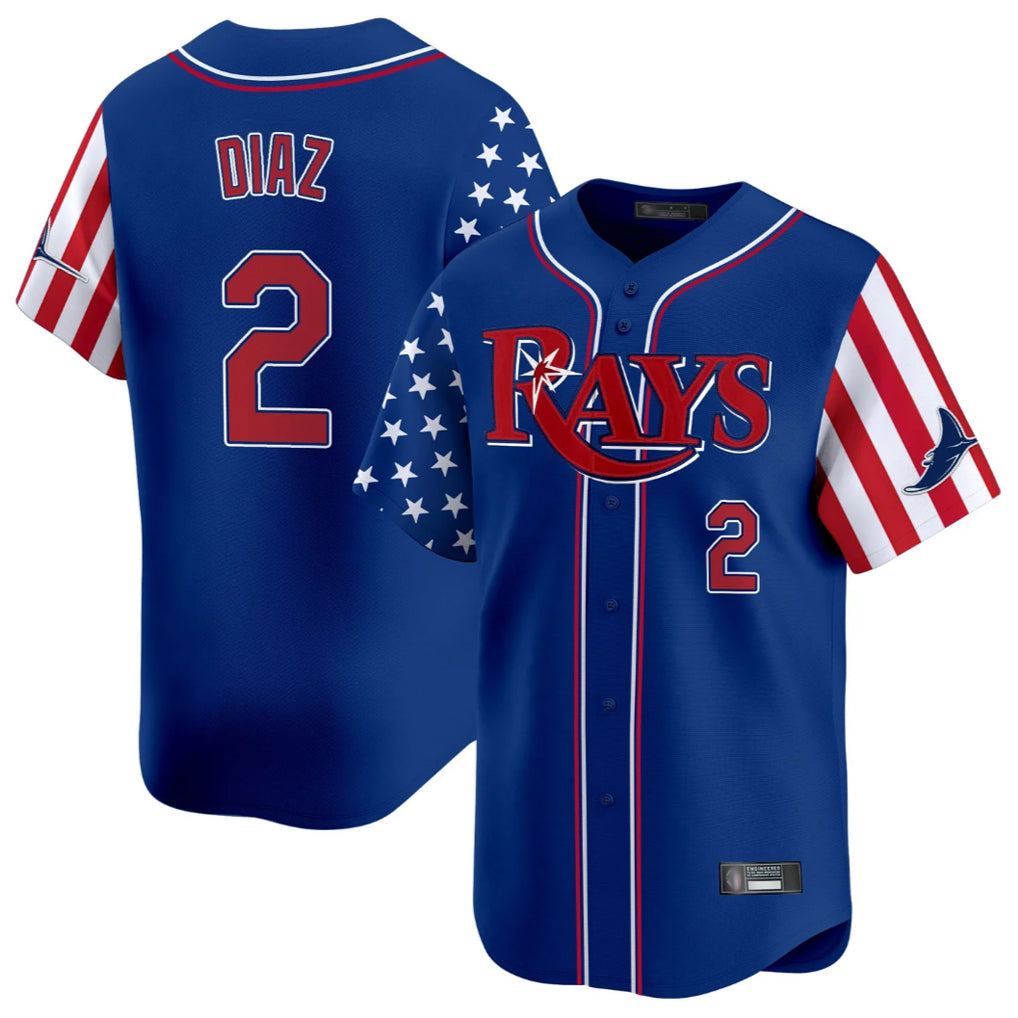 T.Bay Rays #2 Yandy Diaz Player Royal 2025 Independence Day Vapor Premier Limited Gdoa Stitched Jerseys