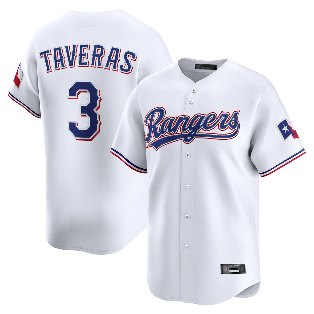 T.Rangers #3 Leody Taveras Player White Home Limited Stitched Jerseys