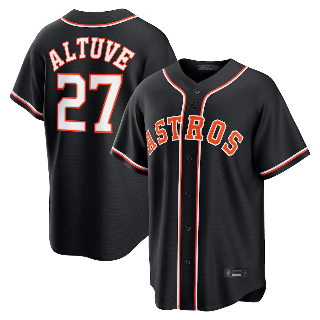 H.Astros #27 Jose Altuve Player Black Fashion Out Home Game Gdoa Stitched Jerseys