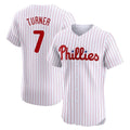 P.Phillies #7 Trea Turner Player White Pinstripe Phillies & Eagles Vapor Premier Limited Elite Stitched Jerseys