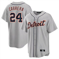 D.Tigers #24 Miguel Cabrera Player Gray Home Game Gdoa Stitched Jerseys