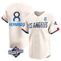 LA.Dodgers #8 Enrique Hern¨¢ndez Player Cream World Series City Connect Limited Home Gdoa Stitched Jerseys