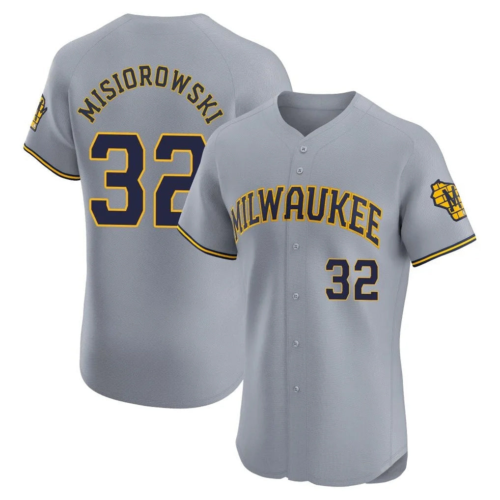 M.Brewers #32 Jacob Misiorowski Player Gray Home Limited Elite Gdoa Stitched Jerseys