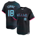 M.Marlins #18 Griffin Conine Player Black City Connect Home Limited Gdoa Stitched Jerseys