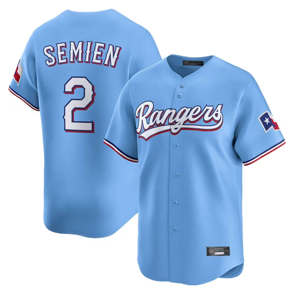 T.Rangers #2 Marcus Semien Player Light Blue Limited Home Stitched Jerseys