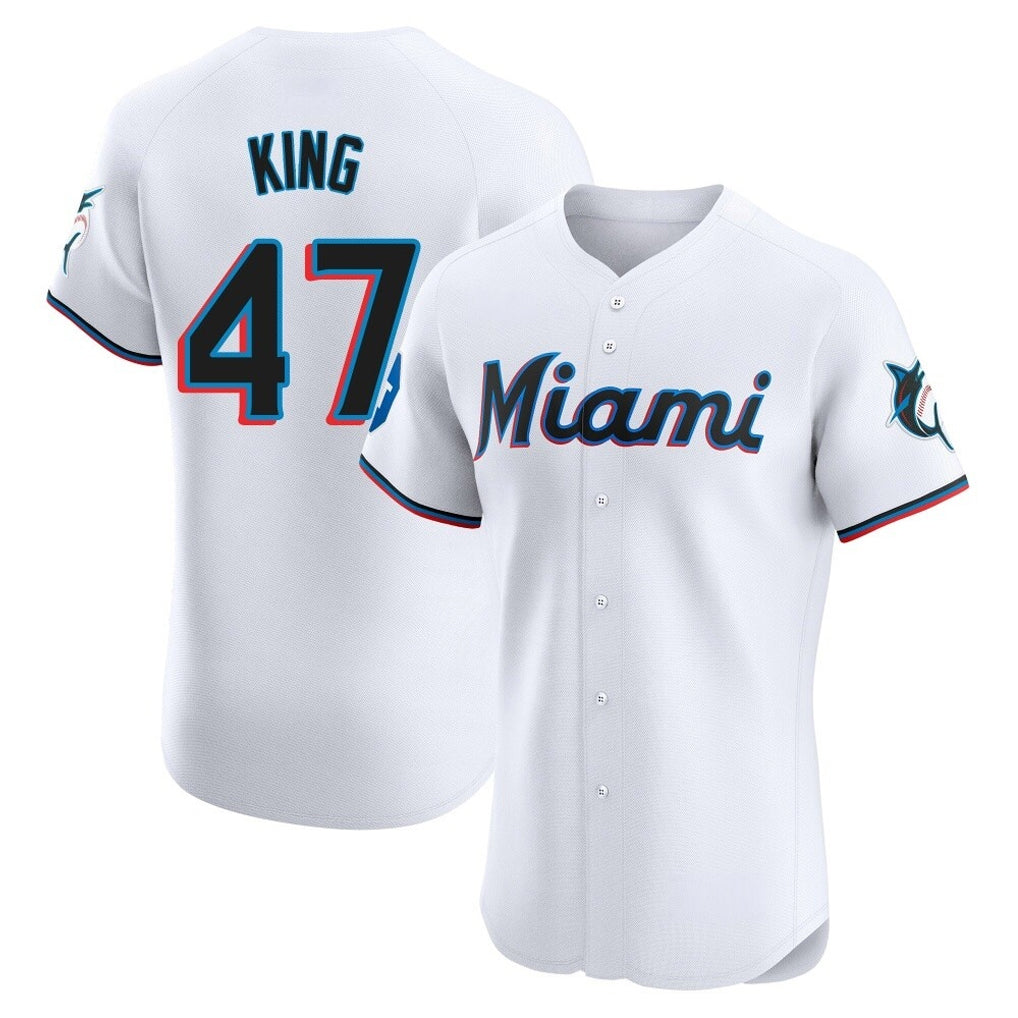 M.Marlins #47 John King Player White  Home Limited Elite Gdoa Stitched Jerseys