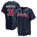 A.Braves #31 Greg Maddux Player Navy Home Game Gdoa Stitched Jerseys