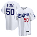LA.Dodgers #50 Mookie Betts Player White Home Game Gdoa Stitched Jerseys