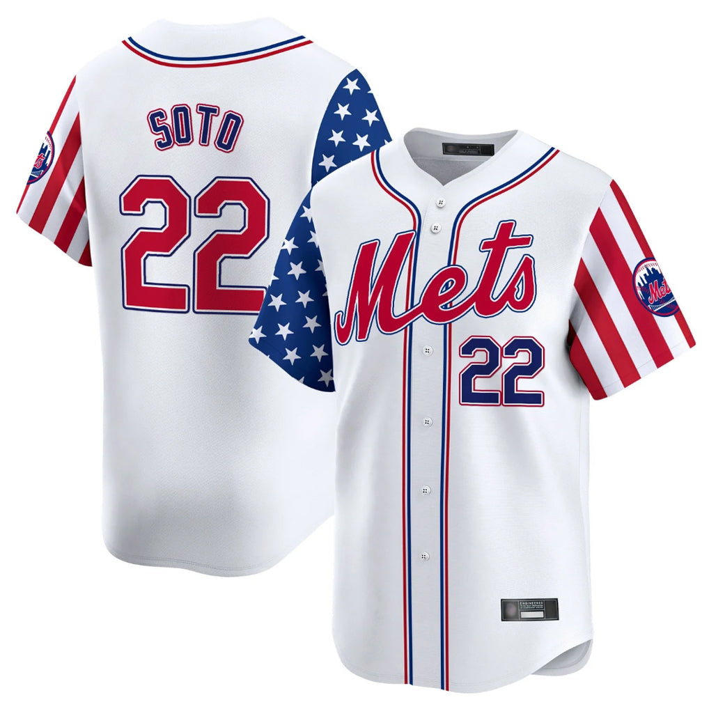 NY.Mets #22 Juan Soto Player White 2025 Independence Day Vapor Premier Limited  Stitched Jerseys