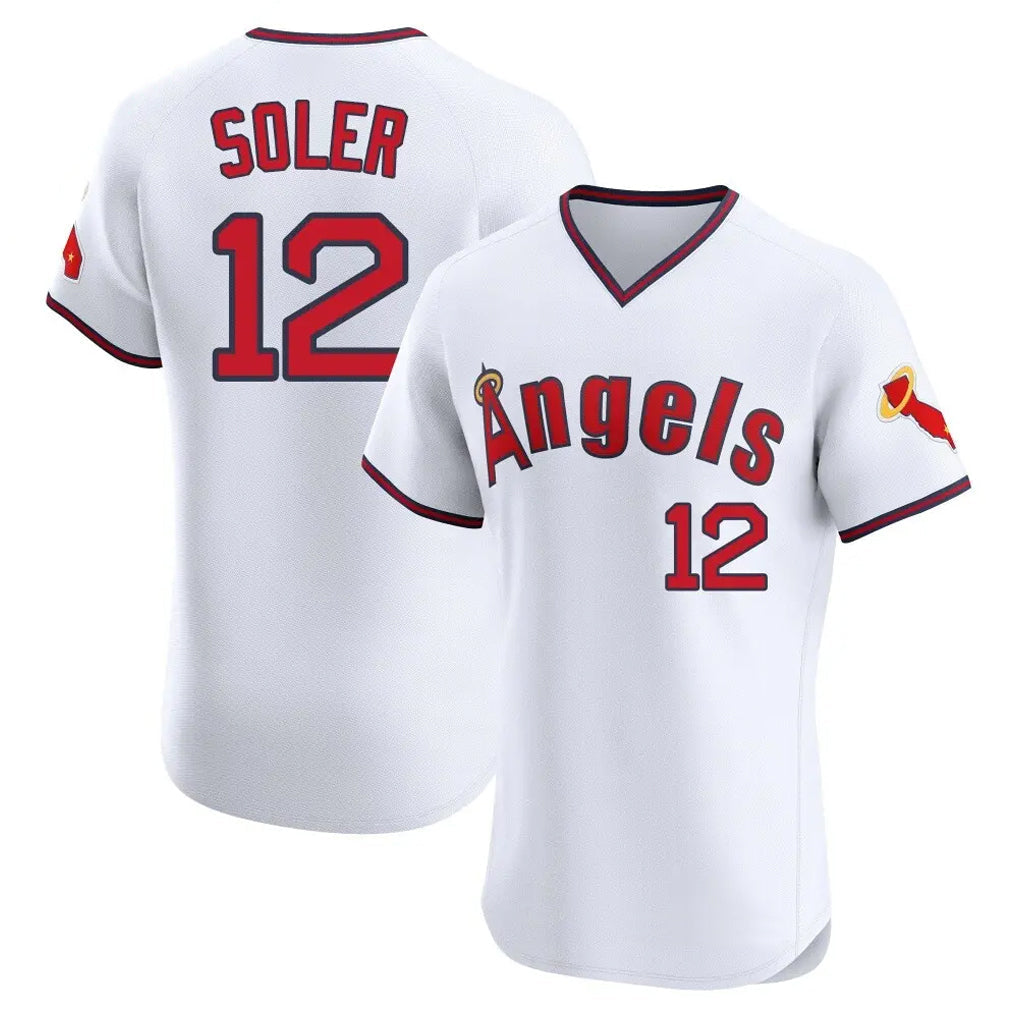 LA.Angels #12 Jorge Soler Player White T-shirt Home Limited Elite Gdoa Stitched Jerseys