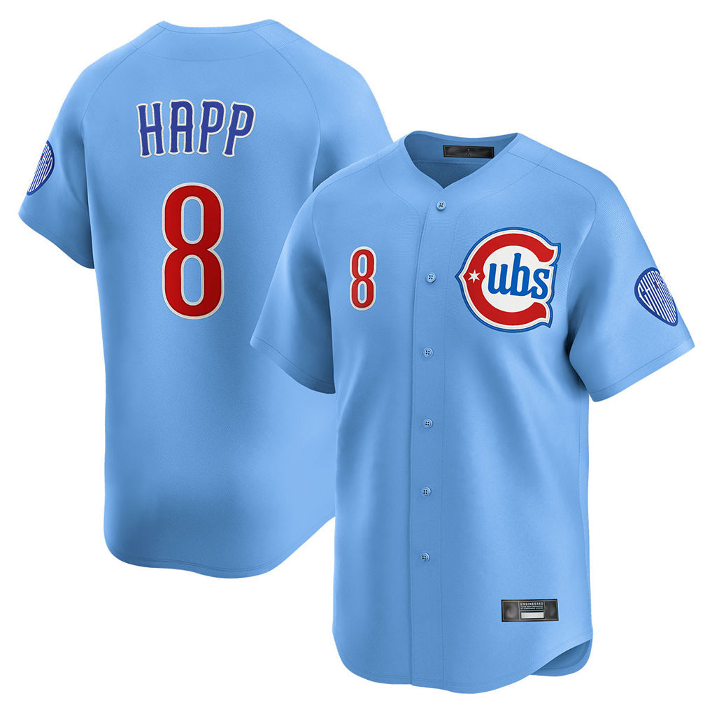 C.Cubs #8 Ian Happ Player Light Blue Limited Home Gdoa Stitched Jerseys
