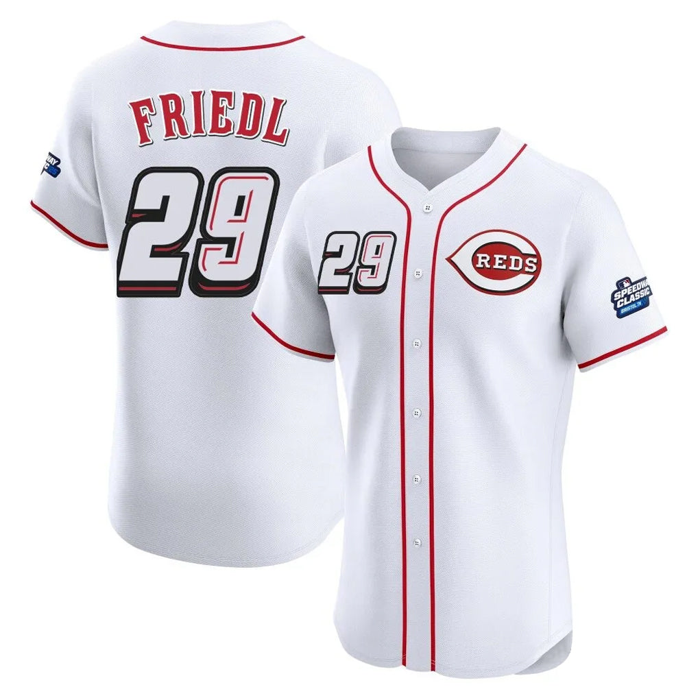 C.Reds #29 TJ Friedl Player White Speedway Classic Limited Elite Home Gdoa Stitched Jerseys