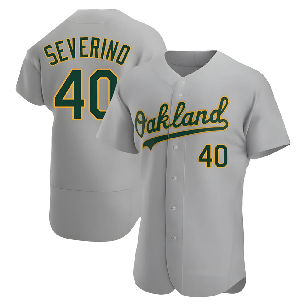 Athletics #40 Luis Severino player Gray Authentic Road Stitched Jersey