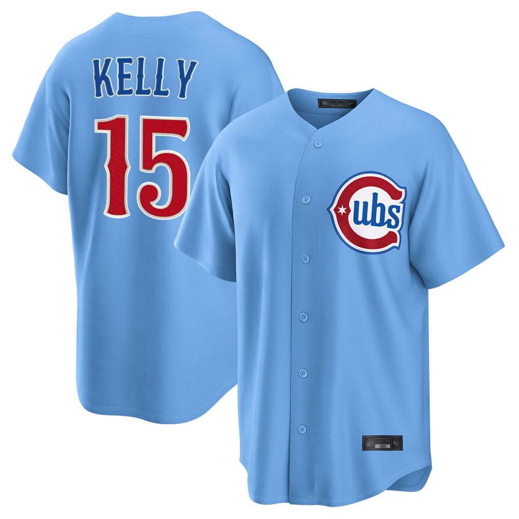C.Cubs #15 Carson Kelly Player Light Blue Home Game Gdoa Stitched Jerseys