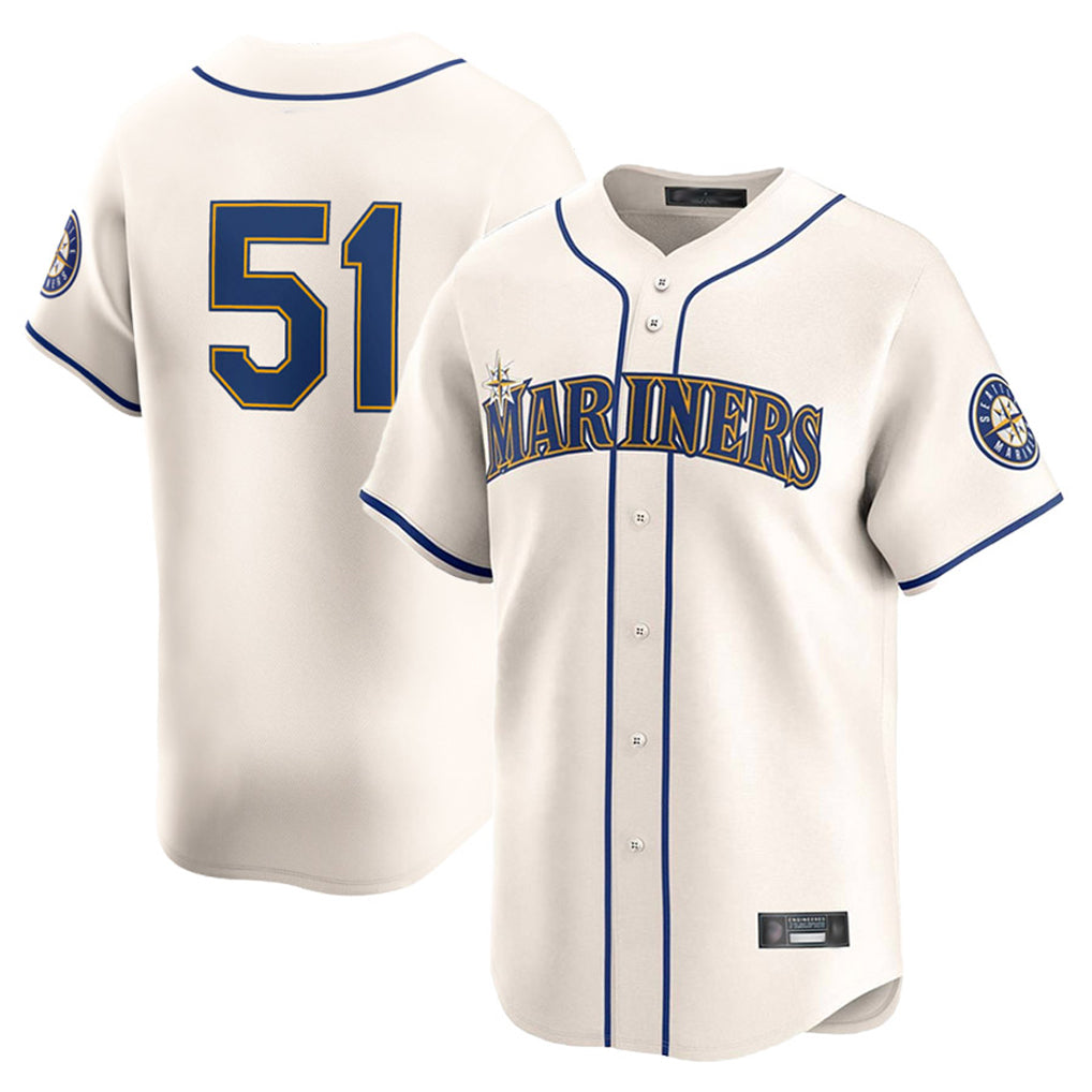 S.Mariners #51 Ichiro Suzuki Player Cream Home Limited Gdoa Stitched Jerseys