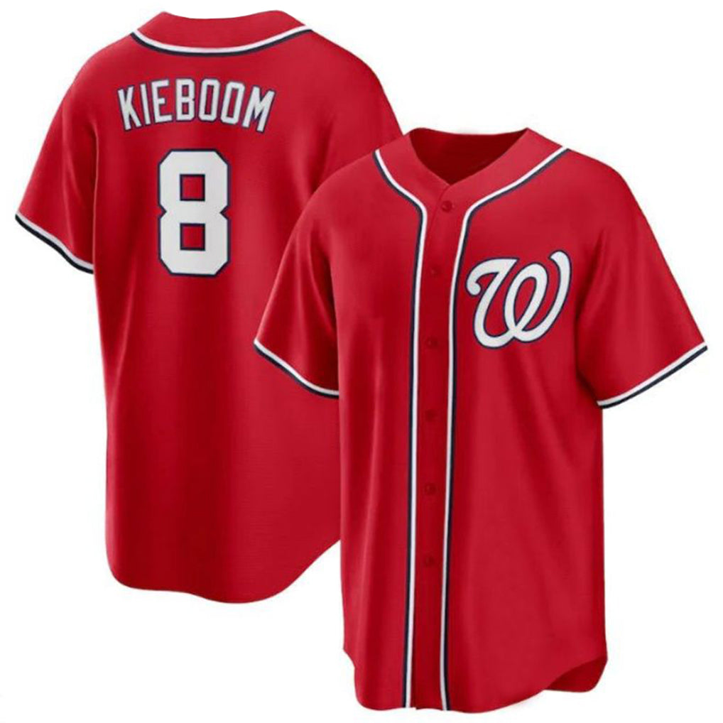 W.Nationals #8 Carter Kieboom Player Red Replica Game Stitched Jerseys
