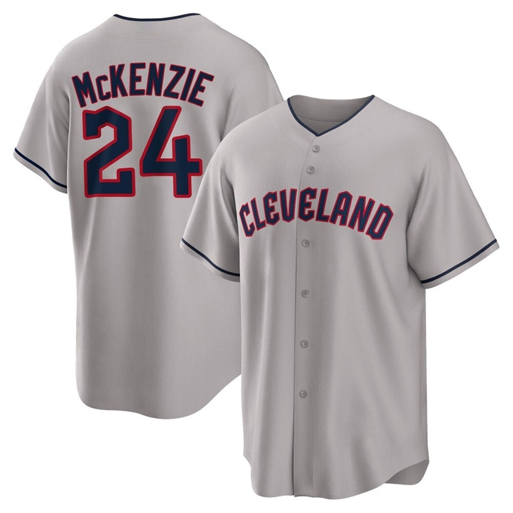 C.Guardians #24 Triston McKenzie Player Gray Game Home Gdoa Stitched Jerseys