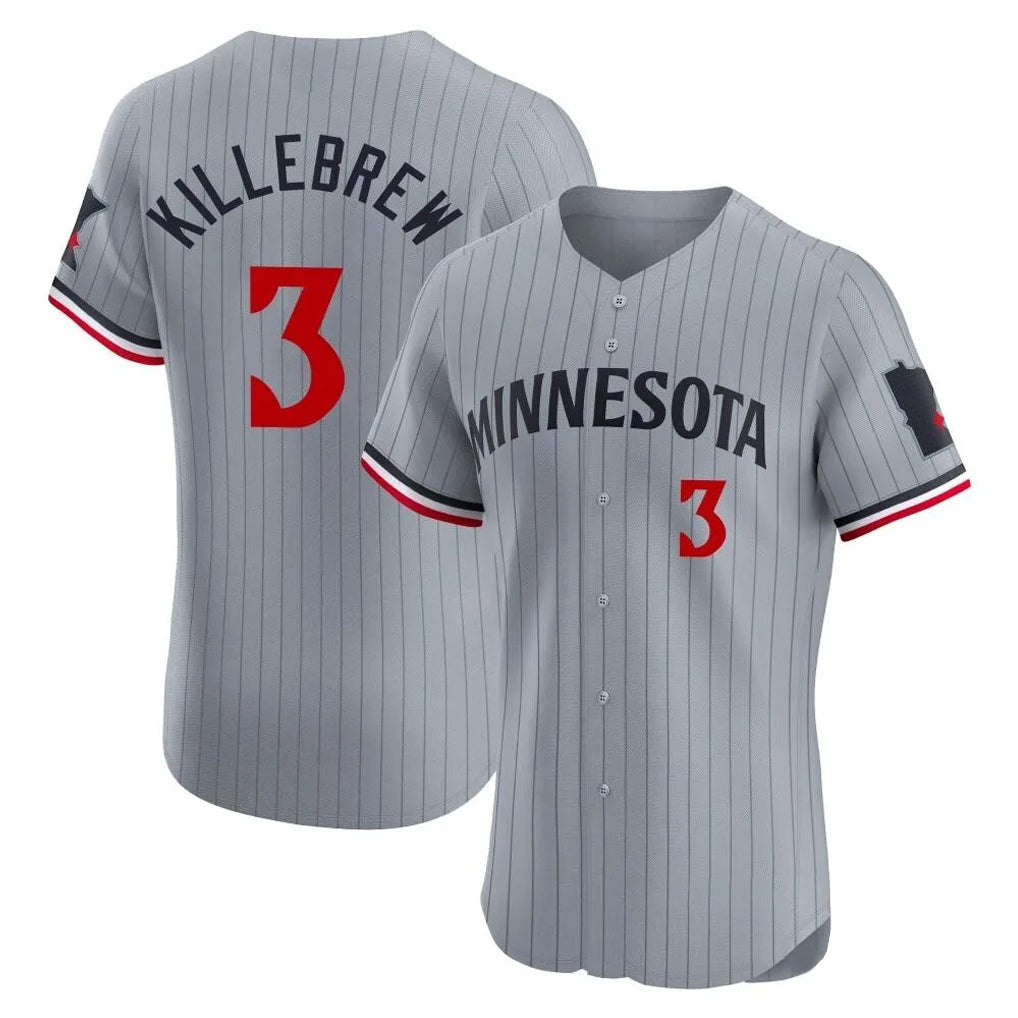 M.Twins #3 Harmon Killebrew Player Gray Home Limited Elite Gdoa Stitched Jerseys