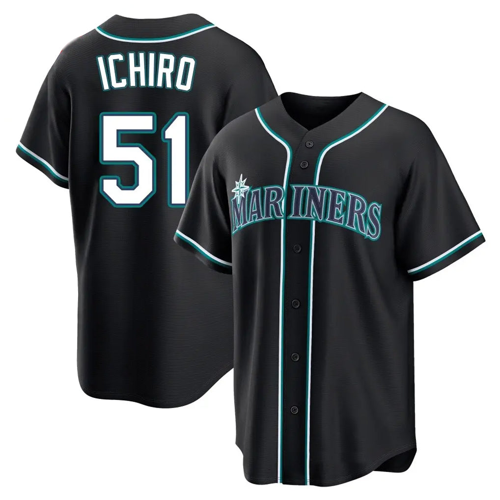 S.Mariners #51 Ichiro Suzuki Player Black Fashion Home Limited Stitched Jerseys