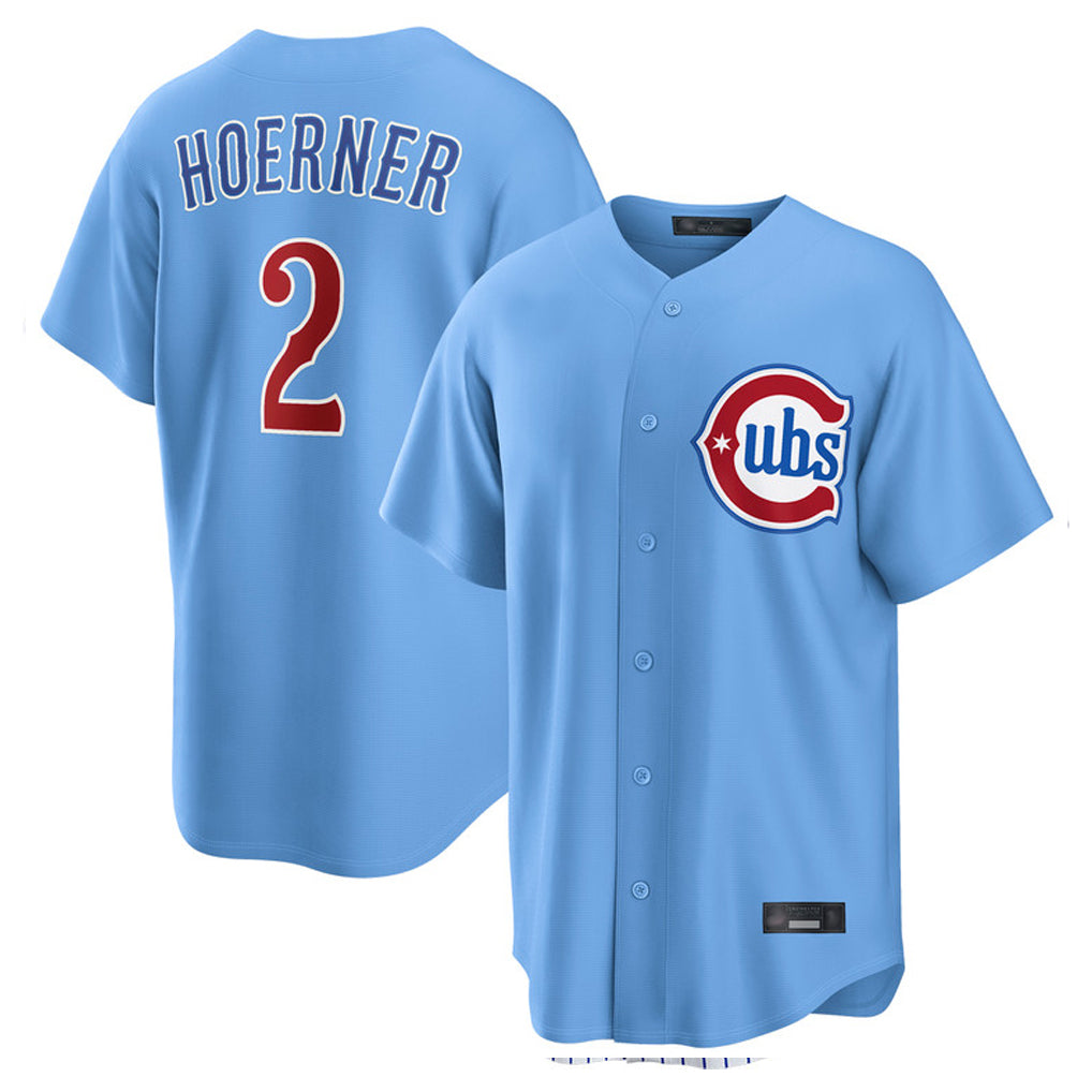 C.Cubs #2 Nico Hoerner Player Light Blue Home Game Gdoa Stitched Jerseys