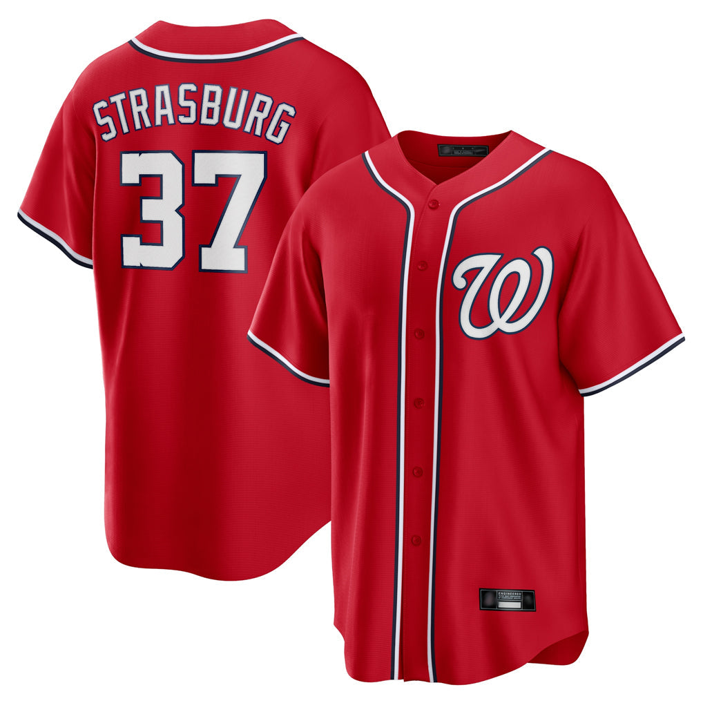 W.Nationals #37 Stephen Strasburg Player Red Alternate Replica Player Game Gdoa Stitched Jerseys