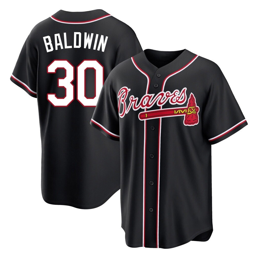 A.Braves #30 Drake Baldwin Player Black Fashion Out Game Gdoa Stitched Jerseys