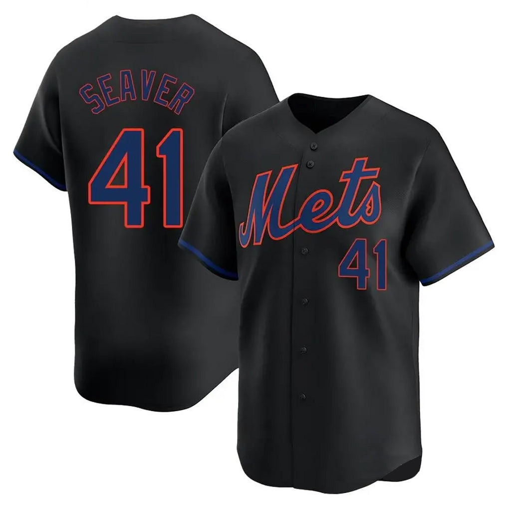 NY.Mets #41 Tom Seaver Player Black Alternate Home Limited Gdoa Stitched Jerseys