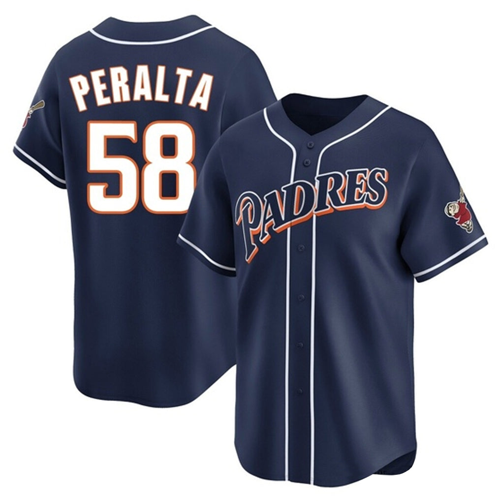 S.Diego Padres #58 Wandy Peralta Player Navy Cooperstown Collection Limited Home Stitched Jerseys