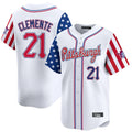 P.Pirates #21 Roberto Clemente Player White 2025 Independence Day Vapor Premier Limited Stitched Jerseys