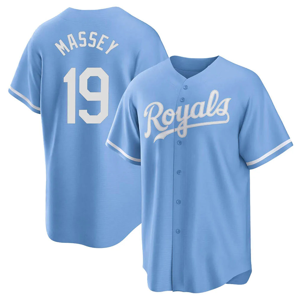KC.Royals #19 Michael Massey Player Light Blue Home Game Gdoa Stitched Jerseys
