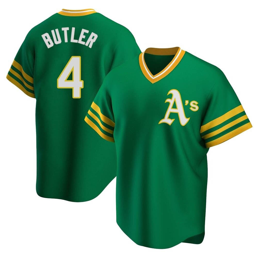 Athletics #4 Lawrence Butler player Green Replica Cooperstown Collection Stitched Jersey