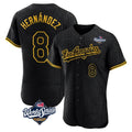 LA.Dodgers #8 Enrique Hern¨¢ndez Player Black World Series Snake Skin City Limited Elite Home Gdoa Stitched Jerseys