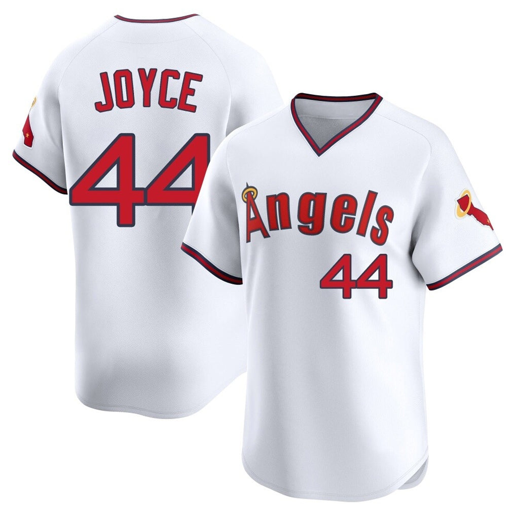 LA.Angels #44 Ben Joyce Player White T-shirt Home Limited Gdoa Stitched Jerseys