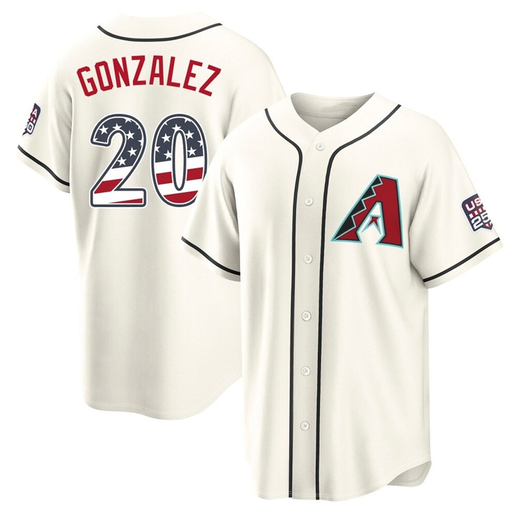 A.Diamondbacks #20 Luis Gonzalez Player Cream USA 250 Fourth of July Home Game Gdoa250Ys Stitched Jerseys